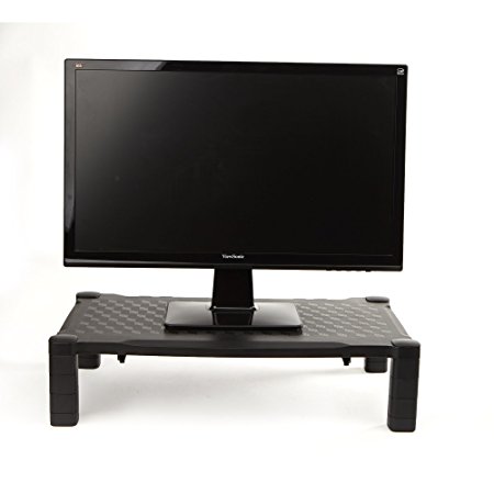 Mind Reader Extra Wide Monitor Stand, Monitor Riser, Height Adjustable, for Computer, Laptop, Desk, iMac, Black