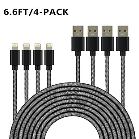 4PACK-6.6FEET, originAIM Nylon Braided Lightning to USB Cable Fast Sync Charging Cord Cable for iPhone