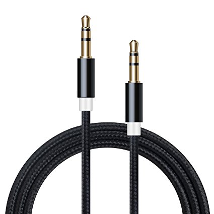 Empation 3.5mm Nylon Braided Male To Male Premium Audio Cable (3.3ft / 1m) AUX Cable for Smartphones, Headphones, iPods, iPhones, iPads, Car Stereos / Home and More (Black)