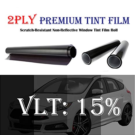 Mkbrother 2PLY 1.5 mil Premium 15% VLT 36 in x 10 Ft (36 x 120 Inch) Feet Uncut Roll Window Tint Film Auto Car Home