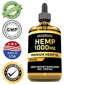iVitamins Hemp Oil for Pain Relief - 4oz 1000mg - Certified Organic - Relief for Stress, Inflammation, Pain, Sleep, Anxiety, Depression, Nausea - Rich in Vitamin E, Vitamin B, Omega 3,6,9 & More!