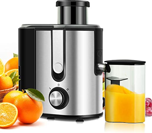 COSTWAY Juicer Machines with 2.5inch Wide Mouth, 400W Masticating Juicer Extractor with Dual Speed Control and Overload Protection, Stainless Steel Centrifugal Juicer with Anti-drip Design, BPA-FREE