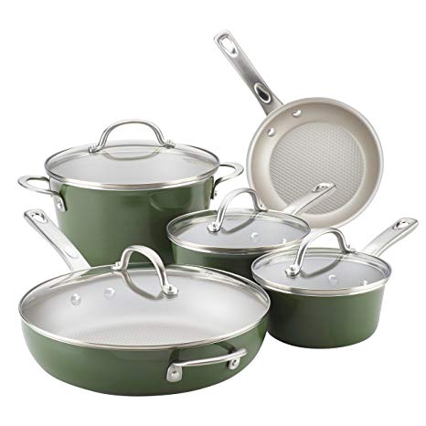 Ayesha Curry 10291 Home Collection 9 Cookware Set, 9 Piece, Basil Green