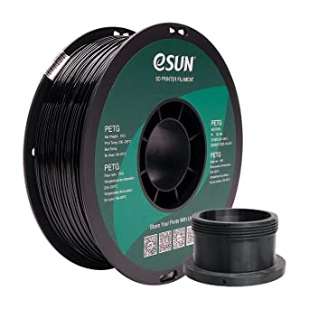 eSUN PETG Filament 1.75mm, PETG 3D Printer Filament, Dimensional Accuracy  /- 0.05mm, 2.2 LBS (1KG) Spool 3D Printing Consumables for Most FDM 3D Printers,Solid Black