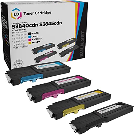 LD Compatible Toner Cartridge Replacements for Dell S3840cdn S3845cdn Extra High Yield (1 Black, 1 Cyan, 1 Magenta, 1 Yellow, 4-Pack)