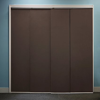 Chicology Adjustable Sliding Panel, Cordless Shade, Double Rail Track, Privacy Fabric, 80" x 96", Cameo Chocolate
