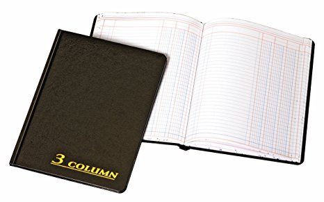 Adams Account Book, 7 x 9.25 Inches, Black, 3-Columns, 80 Pages (ARB8003M)