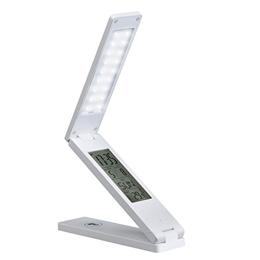 LED Desk Lamp,Leelbox Table Lamp Dimmable Folding USB Reading Lamp Touch Control Eye-Care Desk Table Light with Calendar, Time, Temperature Display for Reading, Studying, Working