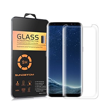 Samsung S8 Glass Screen Protector, SUNDATOM Case Compatible Tempered Glass Screen Protector for Samsung Galaxy S8 Edge Transparent Glossy Film Bubble-Free Anti-Explosion