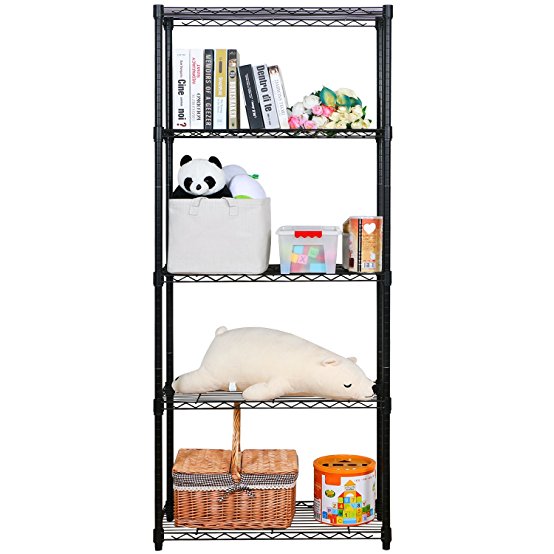 Lifewit 5-Tier Wire Shelving Unit 25mm/0.98in Pole, Heavy Duty Garage Storage Adjustable Rack for Kitchen Pantry / Workshop / Living Room