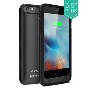 iPhone 6S Plus Battery Case, iPhone 6 Plus Battery Case, ZVOLTZ ZT6  iPhone 6/6S Plus Battery Case (5.5 Inches) [1 Year WARRANTY] - [Black/Black] - 4000mAh External Protective iPhone 6/6S Plus Charger Case / iPhone 6/6S Plus Charging Case Extended Backup Battery Pack Cover Case Fit with Any Version of Apple iPhone 6/6S Plus (a.k.a iPhone 6/6S Plus Battery Pack / iPhone 6/6S Plus Power Case / iPhone 6/6S Plus USB Juice Bank / iPhone 6/6S Plus Battery Charger)