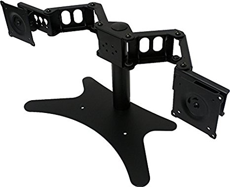 DoubleSight Dual Monitor Flex Stand Fully Adjustable Height Tilt Pivot Free Standing VESA 75mm/100mm up to 24" Monitors