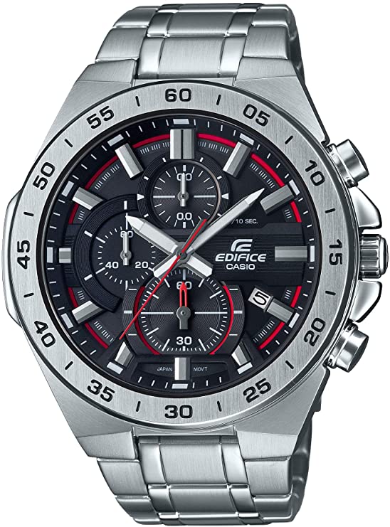 Casio Men's Edifice Quartz Watch with Stainless-Steel Strap, Silver, 26 (Model: EFR-564D-1AVCR)