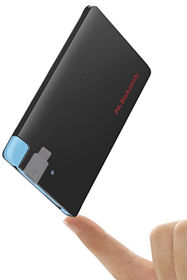 Ultra Portable Wallet Charger: One-for-All USB electronics design, External Mini Backup Battery Pack, basic Power Bank for Cell Phone iPhone Android HTC (2500mAh, Black with Lightning)