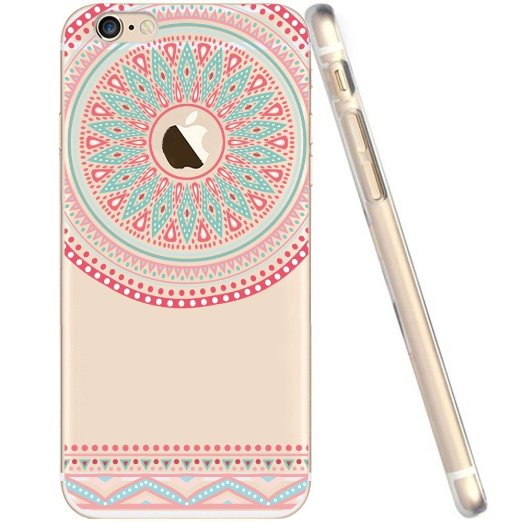 iPhone 6 Case, iPhone 6s Clear Case,UCMDA Soft Flexible TPU Silicone Crystal Scratch-Proof Protective Back Case Cover for iPhone 6/6s -4.7"[Pink Mandala]