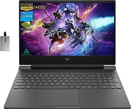 HP 2022 Victus 15.6" FHD 144Hz Gaming Laptop, Intel 12th Core i5-12450H, 16GB RAM, 1TB PCIe SSD, NVIDIA GeForce GTX 1650 Graphics, Backlit Keyboard, Win 11 Pro, Mica Silver, 32GB Snowbell USB Card