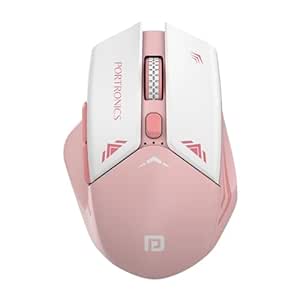 Portronics Vader Pro Wireless Gaming Mouse with 2.4 GHz Receiver, 6 Buttons, Thumb Support, High-Precision Tracking, Ergonomic Comfort, Adjustable Optical DPI for Laptop, PC, Mac(Cherry Pink)