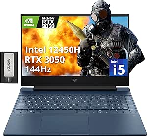 HP Victus 15.6" FHD 144Hz Gaming Laptop, Intel i5-12450H, 64GB RAM, 2TB PCIe SSD, NVIDIA GeForce RTX 3050, Backlit Keyboard, FHD Camera, Wi-Fi 6, Win 11 Pro, Blue, 256GB Docking Station Set