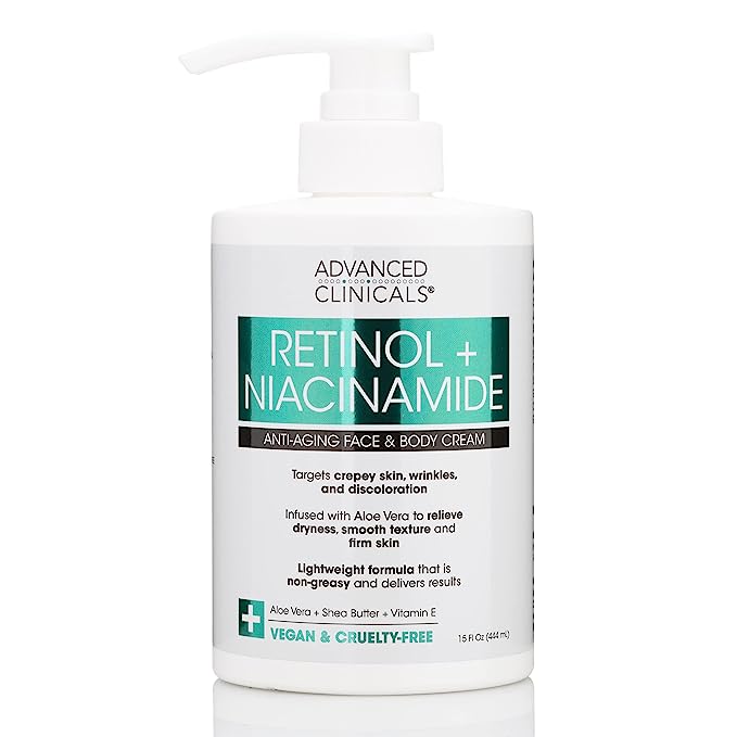 Advanced Clinicals Retinol Body Lotion, Firming & Anti-Aging Moisturizer for Crepey Skin, 15 Oz