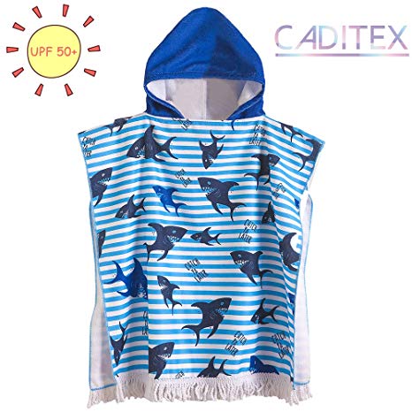 CADITEX Toddler Hooded Beach Bath Towel - Kids Hooded Bath/Beach Towel Girls Boys Cute Cartoon Animal Full Vitality (Black Shake)