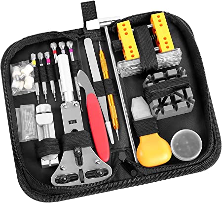 Ohuhu 174 PCS Watch Repair Tool Kit, Case Opener Spring Bar Watch Band Link Tool Set With Carrying Bag, Replace Watch Battery Helper Multifunctional Tools With User Manual For Beginner