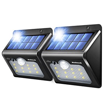 Nekteck Solar Lights 12 LED Outdoor Wall Light with Motion Sensor Detector for Garden Back Door Step Stair Fence Deck Yard Driveway Walkways Landscaping Security - 2 Pack, Warm White