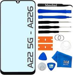 MMOBIEL Front Glass Repair Kit Compatible with Samsung Galaxy A22 5G - 6.6 inch 2021 - Lens Screen Replacement Repair Kit - Incl. Toolkit - Black