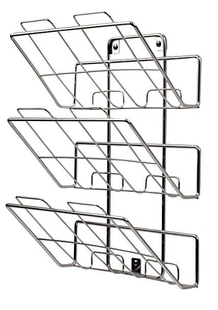 Spectrum Diversified File Holder and Magazine Rack, 3 Tiers, Wall Mount, Chrome