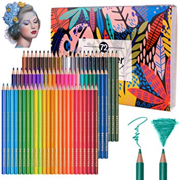 72 Professional Watercolour Pencils, Colored Art Drawing Pencils Numbered Soluble, Unique and Different - Ideal for Coloring, Blending and Layering, Watercolor Techniques