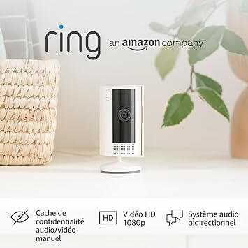 Ring Caméra Intérieure (Indoor Camera 2e gén.)   Câble d'alimentation USB-A vers micro USB de 3m | Caméra surveillance wifi sur secteur, audio bidirectionnel | Essai Ring Protect gratuit 30 j.