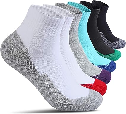 AMAZ-PLAY Cotton Socks for Men Low Cut, Max Cushion Thick Athletic Ankle Mens Sock for Hiking Running Sport Work 6 Pack