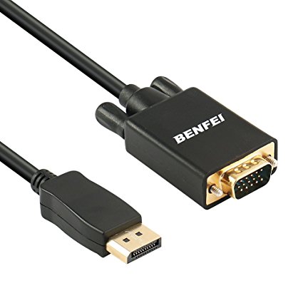 Benfei DP(DisplayPort) to VGA Cable, Display Port Male to VGA Male Gold-Plated Cord 6 feet for Lenovo, Dell, HP, ASUS and other brand
