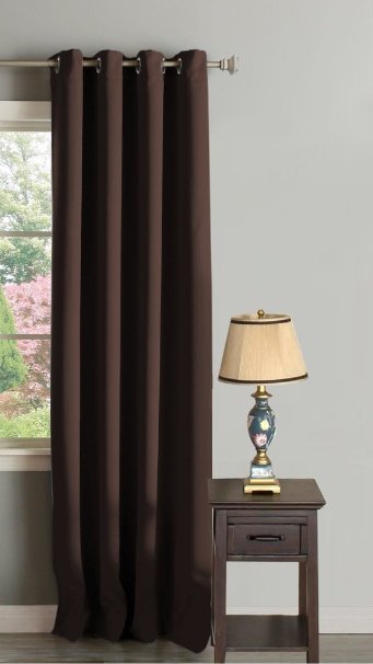 H.Versailtex Clearance Curtains Innovated Microfiber Blackout Curtains & Drapes(Thermal Insulated and Antique Grommet Top)-52 inch Wide by 63 inch Long-Solid in Dark Brown-Set of 1 Panel