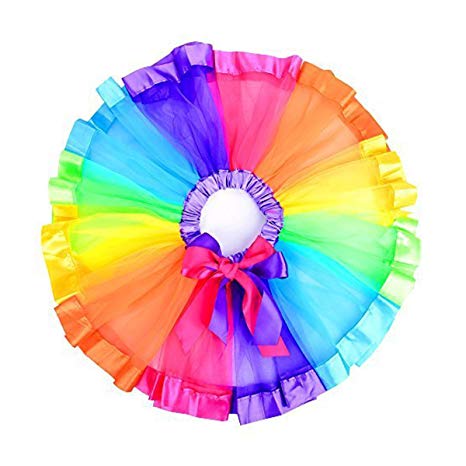 UOMNY Girls Layered Rainbow Ribbon Tutu Skirt Dance Dress Tutus for Girls 1-2 Years Old Baby Outfits Photography Cloth