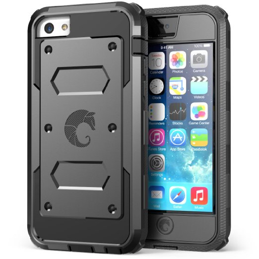 iPhone 5C Case i-Blason Armorbox for Apple iPhone 5C Dual Layer Hybrid Full-body Protective Case with Front Cover and Built-in Screen Protector and Impact Resistant Bumpers for iPhone 5C Black