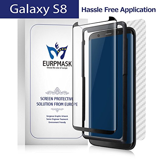 [Compatible With Case] Samsung S8 Screen Protector,EURPMASK Crystal Clear Tempered Glass Screen Protector[Bubble Free][ Edge To Edge Cover] [Easy To Install] [Black]