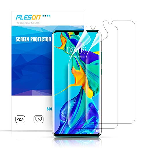 Pleson Huawei P30 Pro Screen Protector [Exclusively New Installation] [LIFETIME Replacement] [2 Pack] Full Coverage [Case Friendly], Bubble Free/HD Clear Screen Protector for Huawei P30 Pro