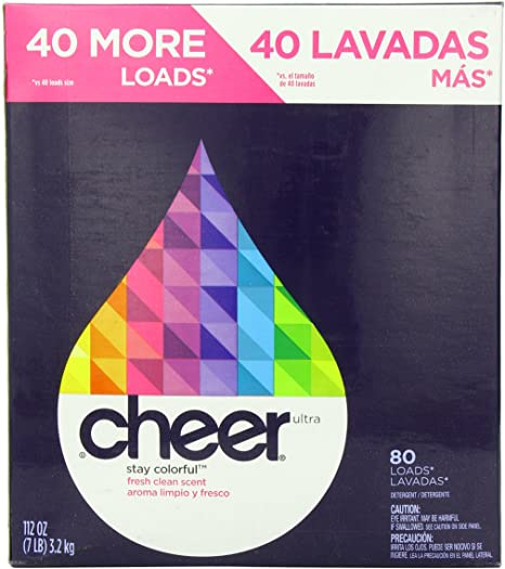 Cheer Powder Detergent Fresh Clean Scent 80 Loads 112 Oz