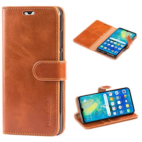 Mulbess Huawei P30 Case Wallet, Leather Flip Phone Case for Huawei P30 Cover, Cognac Brown