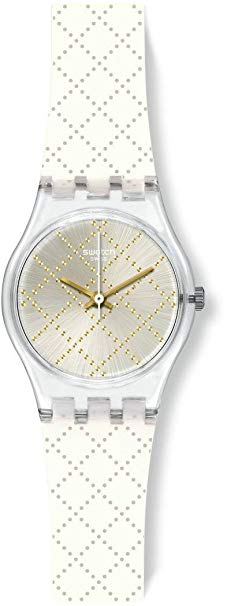 Swatch Materassino Silver Dial White Silicone Strap Ladies Watch LK365