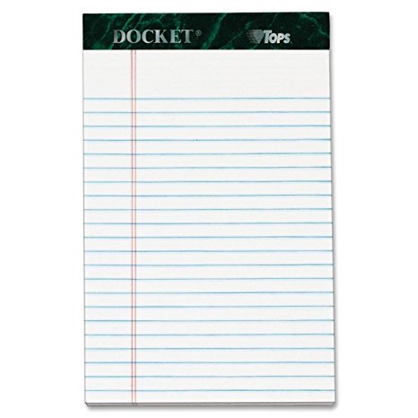 TOPS Docket Writing Tablet, 5 x 8 Inches, Perforated, White, Narrow Rule, 50 Sheets per Pad, 12 Pads per Pack (63360)