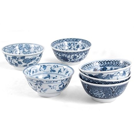 RSVP 16 Ounce Decorative Japanese Porcelain Bowls, Set of 6