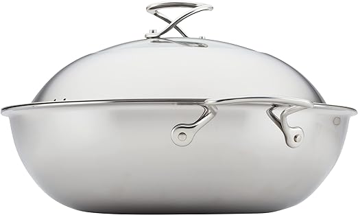 Circulon C-Series - Clad Stainless Steel Wok with Glass Lid and Hybrid SteelShield and Nonstick Technology (35.5cm/14in)
