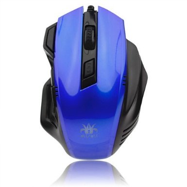 aLLreLi 2400 DPI 7 Button Optical Gaming Mouse Blue - High Precision WiredCorded Mice w Free Double ClickFire Key and Blue Breathing Light for PC Laptop Mac Notebook NO DRIVE NEEDED
