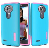 LG G4 Case TOTU G4 Case  LG G4 Case Durable Series Ice BlueLovely Pink Protective Grip Cover Shock Proof Tough Hard Shock-Resistant Hybrid Cover Dual Layer Case - Ultra Durable Protective Case for LG G4 - BluePink