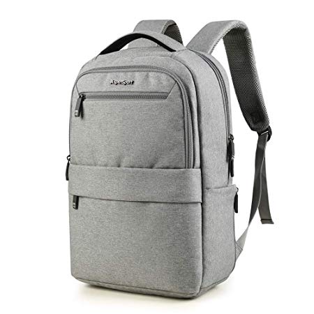 ASPENSPORT Slim Laptop Backpack Fit 15.6 inch Business Travel Computer Bag with Luggage Strap Water Repellent Daypack for Men & Woman Light Grey
