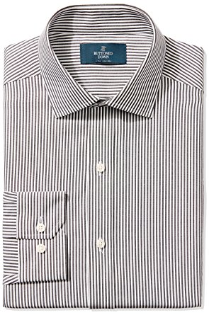 Buttoned Down Men's Fitted Spread-Collar Pattern Non-Iron Dress Shirt