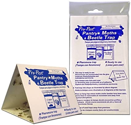 Pro-Pest Pantry Moth Traps - 6 Ready to Use Pre-Baited Traps - 3 Packs of 2 Traps