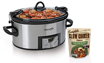 Crock-Pot SCCPVL610-S 6-Quart Programmable Cook and Carry Oval Slow Cooker, Includes One Bonus Campbell's Slow Cooker Sauce