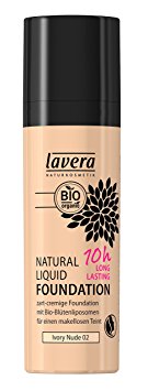 Lavera Natural Liquid Foundation (Ivory Nude #02), 10H Long Lasting Without Touch-Ups, Fairest Skin Tones, 1 Ounce